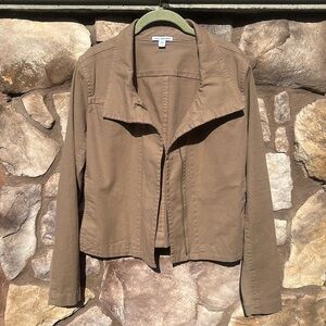 James Perse Moto Jacket Tan Khaki Cotton Size Large Casual Minimalist